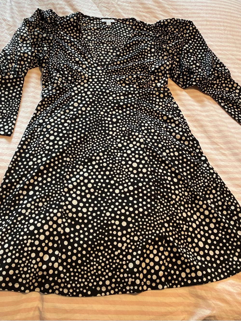 Topshop Black and White Polka Dot Midi Dress